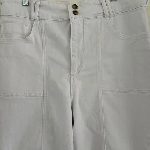 Anthropologie Pilcro Wide Leg Pants Women's White Denim Patch Panel High Rise 32 - Picture 6 of 10